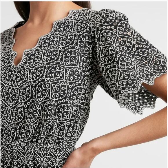 EXPRESS NWT Black & White Lace Eyelet Romper // S - Picture 3 of 16